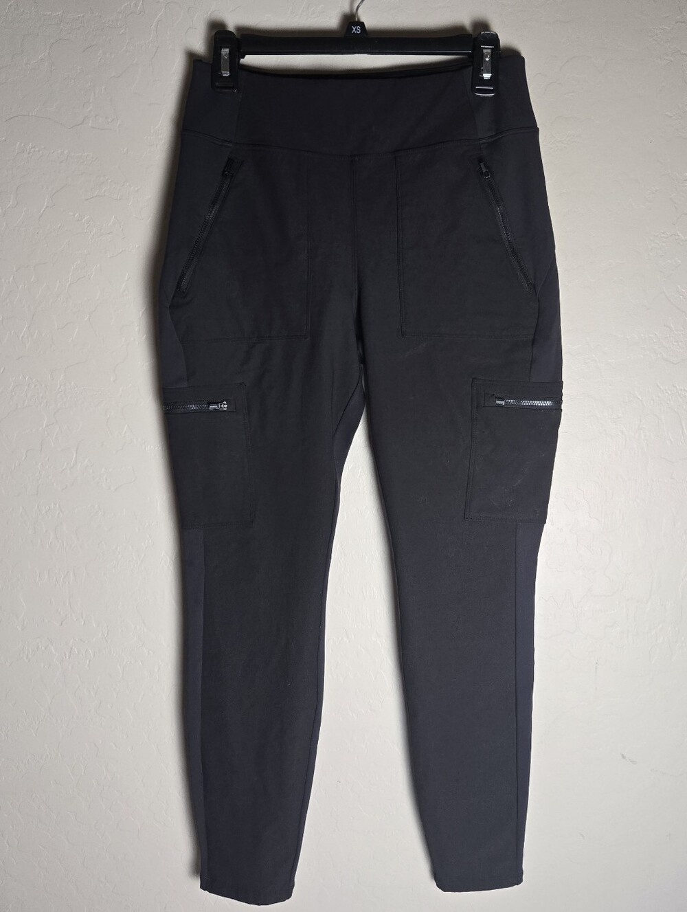 Athleta Black Headlands Hybrid Cargo II Leggings Zip Pockets Size 10